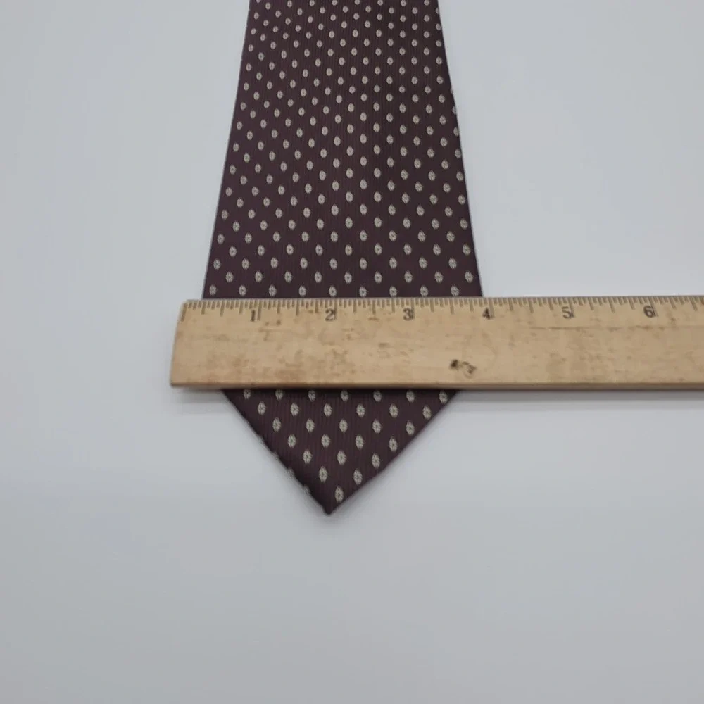 Vintage Valentina Tie 100% Silk Italy Burgundy Polka Dot Classic Necktie Retro